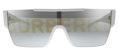 Burberry BE 4291 3007/H Rectangle Plastic White Sunglasses with Silver Burberry Logo Lens