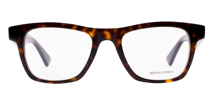 Bottega Veneta BV 1120O 002 Square Plastic Havana Eyeglasses with Logo Stamped Demo Lenses
