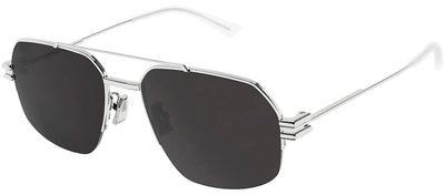 Bottega Veneta BV 1127S 003 Semi-Rimless Metal Silver Sunglasses with Grey Lens