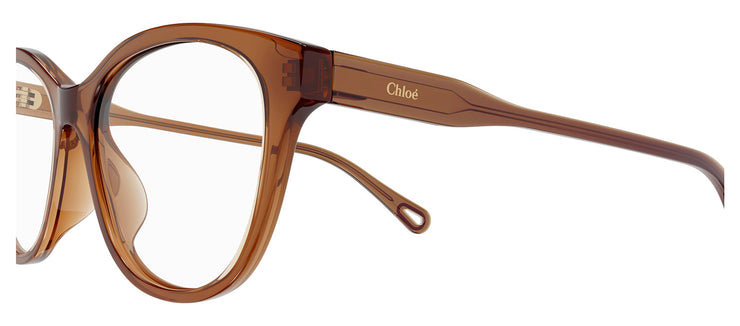Chloe CH 0085O 002 Cat-Eye Plastic Brown Eyeglasses with Logo Stamped Demo Lenses