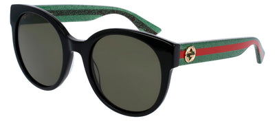 Gucci GG 0035SN 002 Round Acetate Black Sunglasses with Green Lens