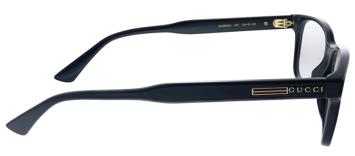 Gucci GG 0826O 001 Rectangle Acetate Black Eyeglasses with Demo Lens