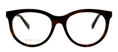 Gucci GG 1074O 005 Round Plastic Havana Eyeglasses with Logo Stamped Demo Lenses
