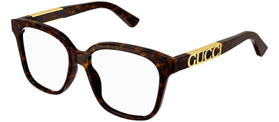 Gucci GG 1192O 005 Square Plastic Havana Eyeglasses with Logo Stamped Demo Lenses