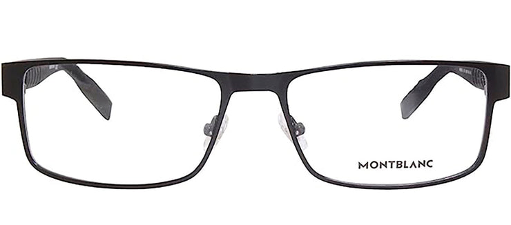 Montblanc MB 0210O 001 Rectangle Metal Black Eyeglasses with Logo Stamped Demo Lenses