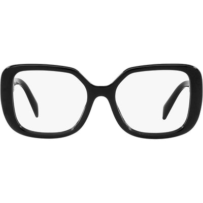 Prada PR 10ZV 1AB1O1 Square Plastic Black Eyeglasses with Logo Stamped Demo Lenses