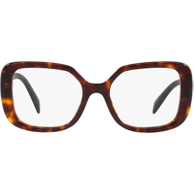 Prada PR 10ZV 2AU1O1 Square Plastic Tortoise Eyeglasses with Logo Stamped Demo Lenses