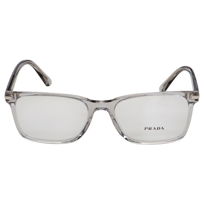 Prada PR 14WV U431O1 Rectangle Plastic Grey Eyeglasses with Logo Stamped Demo Lenses