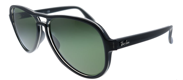 Ray-Ban RB 4355 654531 Aviator Plastic Black Sunglasses with Green Lens