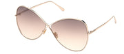 Tom Ford Nickie TF 842 28F Butterfly Metal Gold Sunglasses with Brown Gradient Lens