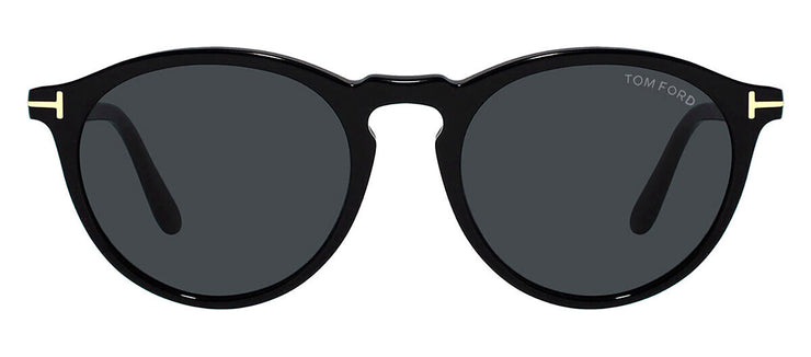 Tom Ford Aurele TF 904 01A Round Plastic Black Sunglasses with Grey Lens