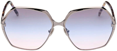 Tom Ford Fonda-02 TF 912 14B Geometric Metal Ruthenium Sunglasses with Blue Gradient Lens