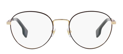 Versace VE 1279 1436 Round Metal Gold Eyeglasses with Logo Stamped Demo Lenses