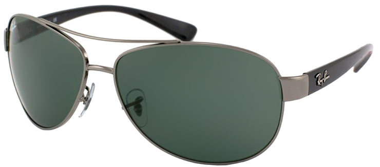 Ray-Ban RB 3386 004/71 Aviator Metal Ruthenium/ Gunmetal Sunglasses with Green Lens
