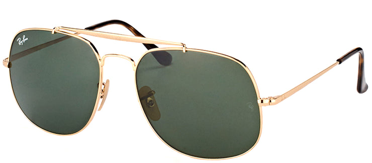 Ray-Ban General RB 3561 001 Aviator Metal Gold Sunglasses with Green Lens