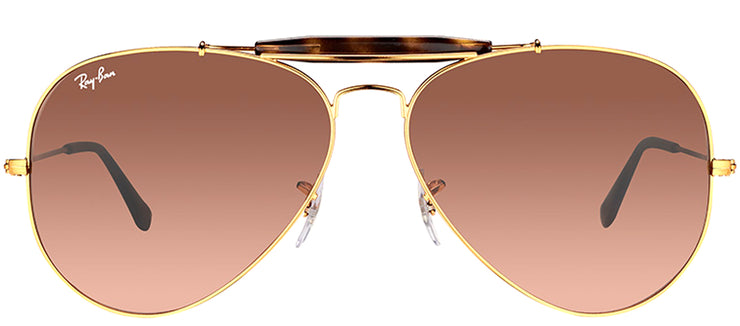 Ray-Ban Outdoorsman II RB 3029 9001A5 Aviator Metal Bronze Sunglasses with Pink Gradient Brown Lens