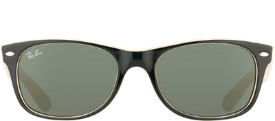 Ray-Ban New Wayfarer RB 2132 875 Wayfarer Plastic Black Sunglasses with Green Lens