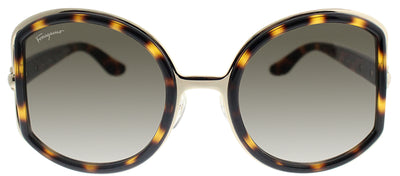 Salvatore Ferragamo SF 719S 238 Round Metal Gold Sunglasses with Grey Gradient Lens