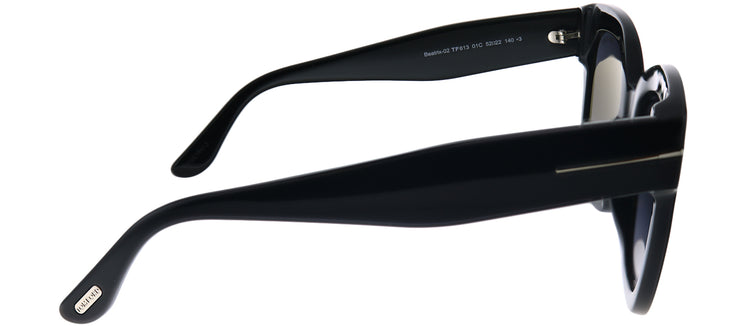 Tom Ford Beatrix-02 TF 613 01C Square Plastic Black Sunglasses with Grey Gradient Lens