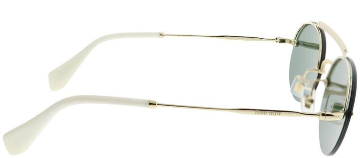 Miu Miu MU 60TS ZVN3O1 Oval Metal Gold Sunglasses with Green Lens