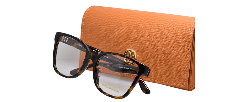 Tory Burch TY 2129U 1728 Oval Plastic Tortoise Eyeglasses with Logo Stamped Demo Lenses