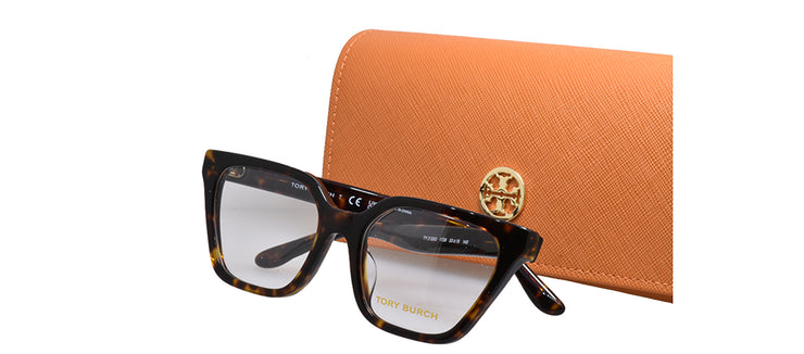 Tory Burch TY 2133U 1728 Rectangle Plastic Tortoise Eyeglasses with Logo Stamped Demo Lenses