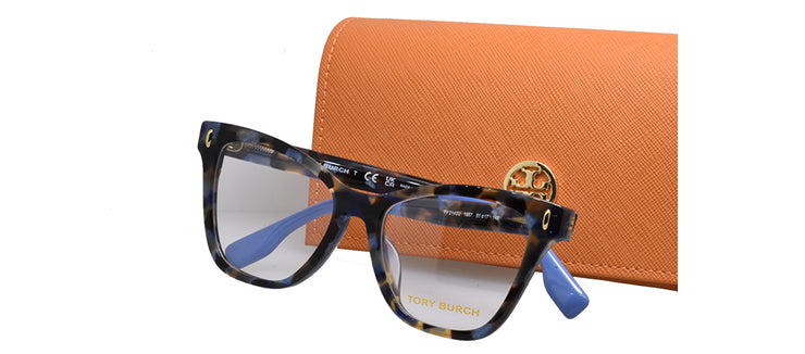 Tory Burch TY 2142U 1957 Cat-Eye Plastic Tortoise Eyeglasses with Logo Stamped Demo Lenses