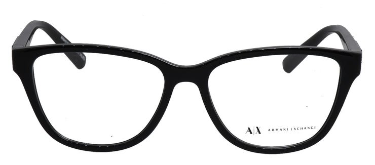 Armani Exchange AX 3111U 8158 Cat-Eye Plastic Black Eyeglasses with Logo Stamped Demo Lenses