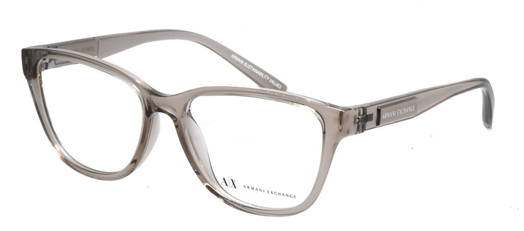 Armani Exchange AX 3111U 8344 Cat-Eye Plastic Brown Eyeglasses with Logo Stamped Demo Lenses