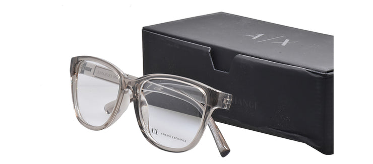 Armani Exchange AX 3111U 8344 Cat-Eye Plastic Brown Eyeglasses with Logo Stamped Demo Lenses