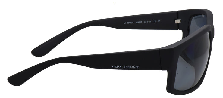 Armani Exchange AX 4142S 807887 Rectangle Plastic Black Sunglasses with Grey Polarized Lens