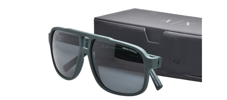 Armani Exchange AX 4104S 831087 Rectangle Plastic Green Sunglasses with Grey Lens