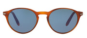 Persol PO 3092SM 900656 Round Plastic Brown Sunglasses with Blue Lens
