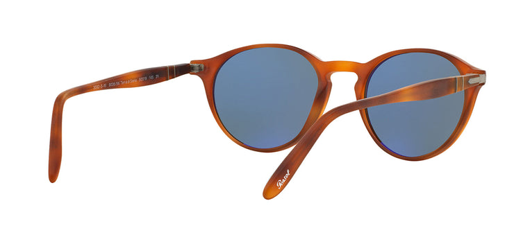 Persol PO 3092SM 900656 Round Plastic Brown Sunglasses with Blue Lens