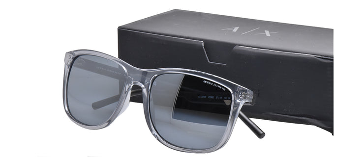 Armani Exchange AX 4070S 82396G Pillow Plastic Grey Sunglasses with Grey Mirror Lens