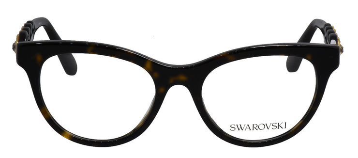 Swarovski SK 2025 1002 Round Plastic Havana Eyeglasses with Logo Stamped Demo Lenses