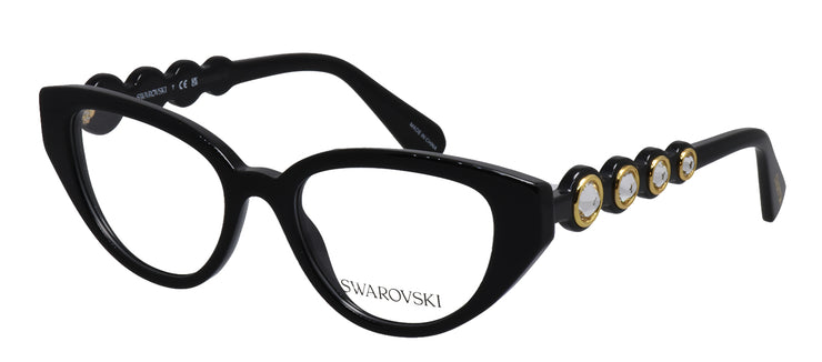 Swarovski SK 2024 1001 Irregular Plastic Black Eyeglasses with Logo Stamped Demo Lenses