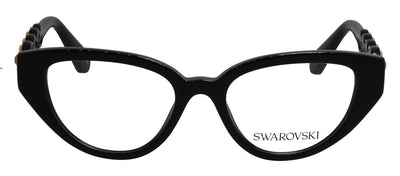 Swarovski SK 2024 1001 Irregular Plastic Black Eyeglasses with Logo Stamped Demo Lenses