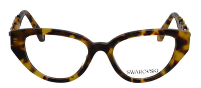 Swarovski SK 2024 1040 Irregular Plastic Havana Eyeglasses with Logo Stamped Demo Lenses