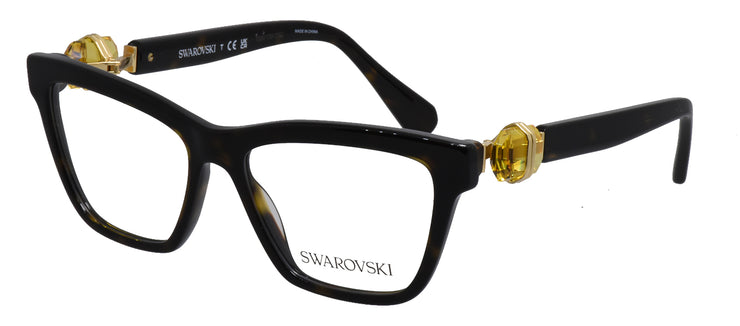 Swarovski SK 2021 1002 Square Plastic Havana Eyeglasses with Logo Stamped Demo Lenses