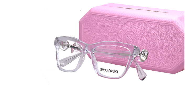 Swarovski SK 2021 1027 Square Plastic Clear Eyeglasses with Logo Stamped Demo Lenses