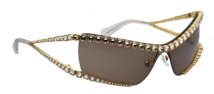 Swarovski SK 7022 400473 Irregular Metal Gold Sunglasses with Brown Lens