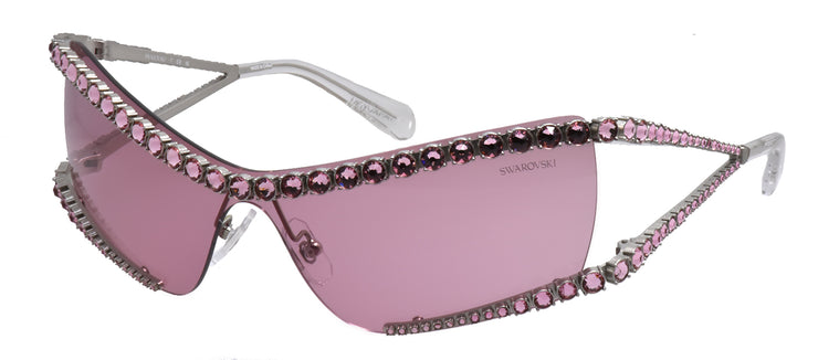 Swarovski SK 7022 402384 Irregular Metal Silver Sunglasses with Pink Lens