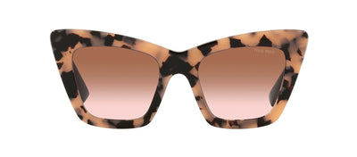 Miu Miu MU 01WS 07D0A6 Cat-Eye Acetate Brown Havana Sunglasses with Brown Gradient Lens