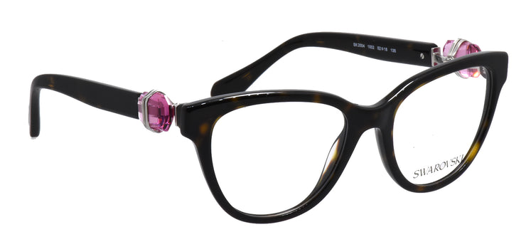 Swarovski SK 2004 1002 Cat-Eye Plastic Havana Eyeglasses with Logo Stamped Demo Lenses