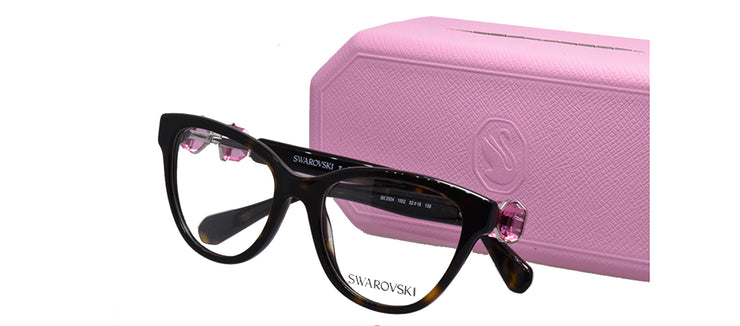 Swarovski SK 2004 1002 Cat-Eye Plastic Havana Eyeglasses with Logo Stamped Demo Lenses