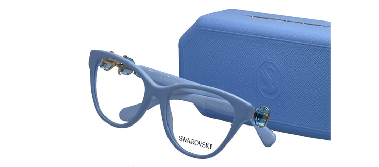 Swarovski SK 2004 1006 Cat-Eye Plastic Blue Eyeglasses with Logo Stamped Demo Lenses