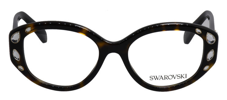 Swarovski SK 2006 1002 Irregular Plastic Havana Eyeglasses with Logo Stamped Demo Lenses