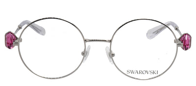 Swarovski SK 1001 4001 Round Metal Silver Eyeglasses with Logo Stamped Demo Lenses