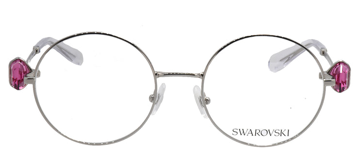 Swarovski SK 1001 4001 Round Metal Silver Eyeglasses with Logo Stamped Demo Lenses